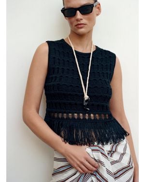 A.L.C. Esme Crochet Fringe Top - Blue
