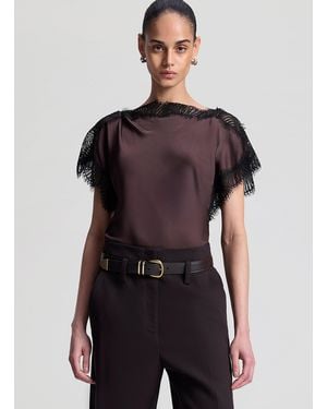 A.L.C. Luna Satin And Lace Top - Purple