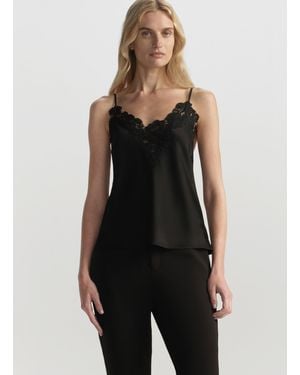 A.L.C. Hana Satin And Lace Camisole Top - Black