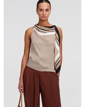 A.L.C. Kit Scarf Print Asymmetric Top - Red