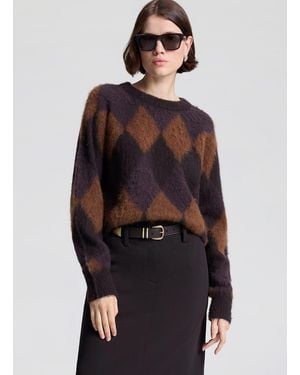 A.L.C. Ezra Brushed Alpaca Argyle Sweater - Multicolor