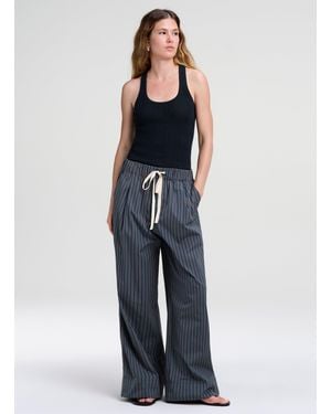 A.L.C. James Striped Cotton Drawstring Pant - Blue