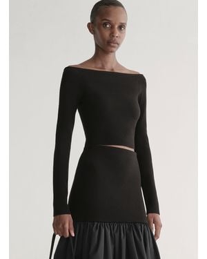 A.L.C. Jo Merino Off Shoulder Knit Top - Black