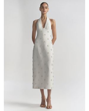 belted linen blend midi dress Skye Linen Dress