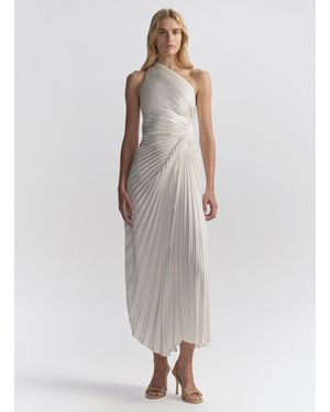 A.L.C. Lara Satin Pleated Midi Dress - White