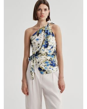 A.L.C. Elliana Floral One Shoulder Top - Blue