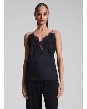 A.L.C. Lennon Satin And Lace Camisole Top - Blue