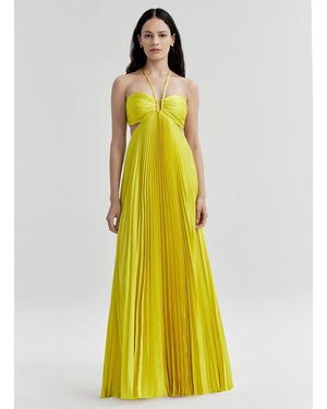 A.L.C. Moira Satin Pleated Maxi Dress - Yellow