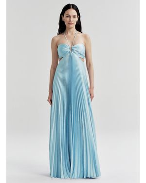 A.L.C. Moira Satin Pleated Maxi Dress - Blue