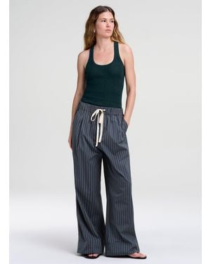 A.L.C. James Striped Cotton Drawstring Pant - Blue