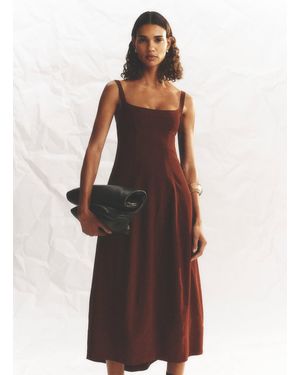 A.L.C. Elisha Stretch Linen Midi Dress - Red