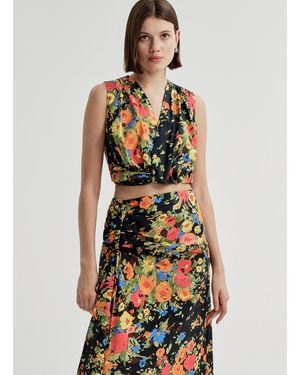 A.L.C. Brooklyn Cropped Floral Top - White