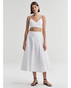 A.L.C. Gemma Stretch Cotton Midi Skirt - White