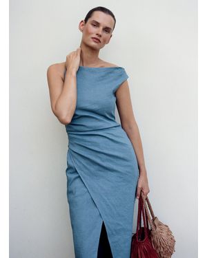 A.L.C. Lyra Linen Midi Dress - Blue