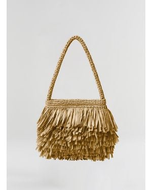A.L.C. Janie Fringe Raffia Shoulder Bag - Metallic