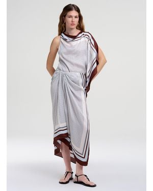 A.L.C. Reign Scarf Print Midi Skirt - White