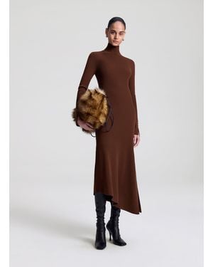 A.L.C. Jett Knit Merino Turtleneck Midi Dress - Brown
