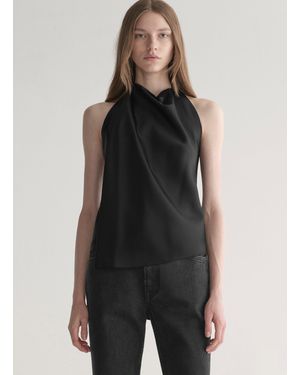 A.L.C. Ada Satin Halter Top - Black