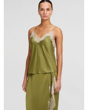 A.L.C. Annabelle Satin And Lace Camisole Top - Green