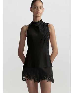 A.L.C. Rose Satin And Lace Top - Black