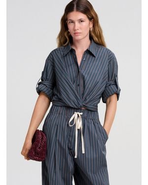 A.L.C. Leo Cropped Cotton Shirt - Blue