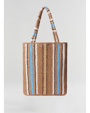 A.L.C. Daisy Striped Raffia Tote - White