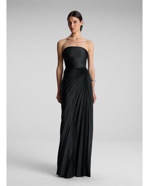 A.L.C. Bianca Strapless Pleated Maxi Dress - Black