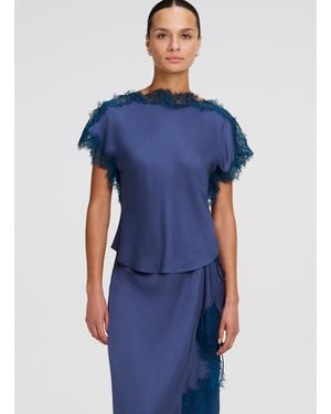 A.L.C. Luna Satin And Lace Top - Blue