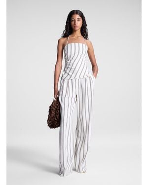 A.L.C. Charles Striped Linen Pant - White