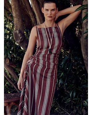 A.L.C. Naomi Striped Linen Midi Dress - White