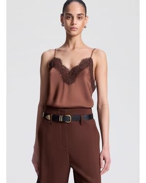 A.L.C. Presley Satin And Lace Camisole Top - Red