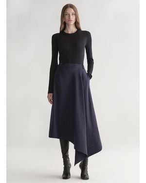 A.L.C. Gael Melange Twill Midi Skirt - Blue