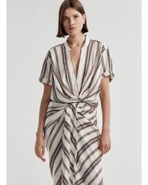 A.L.C. Leonore Short Sleeve Striped Linen Shirt - White