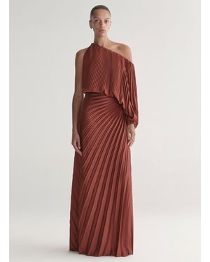 A.L.C. Bianca Satin Pleated Maxi Skirt - Red
