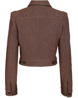 ブルゾン MAX MARA CROPPED BROWN DENIM-EFFECT JACKET Denim-effect cropped jacket, brown | 