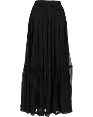 Saint Laurent Long Silk Skirt Skirts - Black