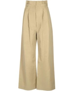 Loewe Linen Wide Leg Pants - Natural