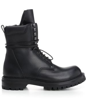 Rick Owens Black Leather Army Boots