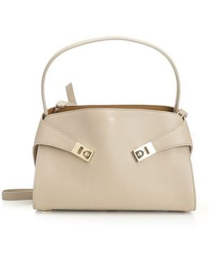 Ferragamo "hug" Soft Two-tone Shoulder Bag - Natural