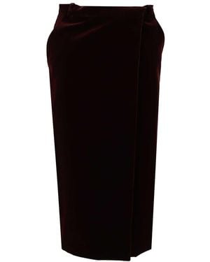 Saint Laurent Wrap Midi Skirt - Black