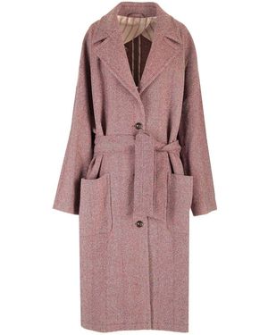 Etro Chevron Wool Coat Coats Bordeaux - Purple