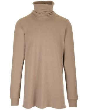 Moncler Cotton Jersey Turtleneck Knitwear - Natural