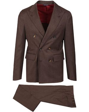 Al Duca d'Aosta Flannel Double-breasted Suit - Brown