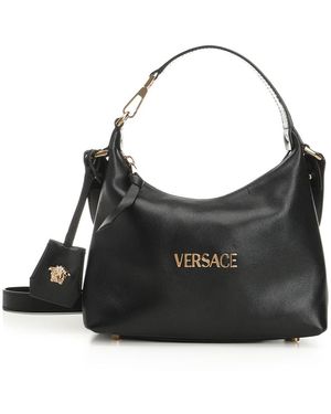 Versace Tag Hobo Bag - Black