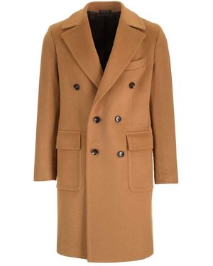 Al Duca d'Aosta Double Breasted Cashmere Coat - Brown