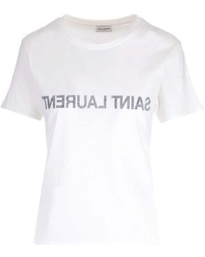 Saint Laurent T-Shirt With Reverse Logo - White