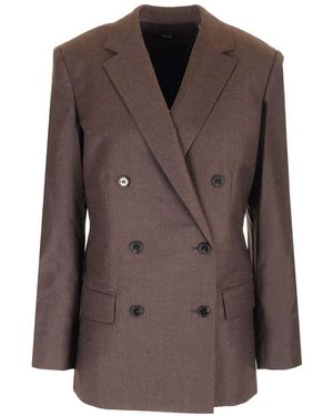 Theory Double-Breasted Blazer - Brown