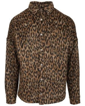 Palm Angels Leopard Print Shirt Jacket - Brown