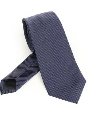 Giorgio Armani Silk And Cotton Tie - Blue