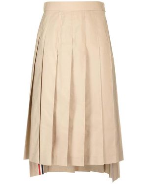 Thom Browne Pleated Midi Skirt Skirts - Natural